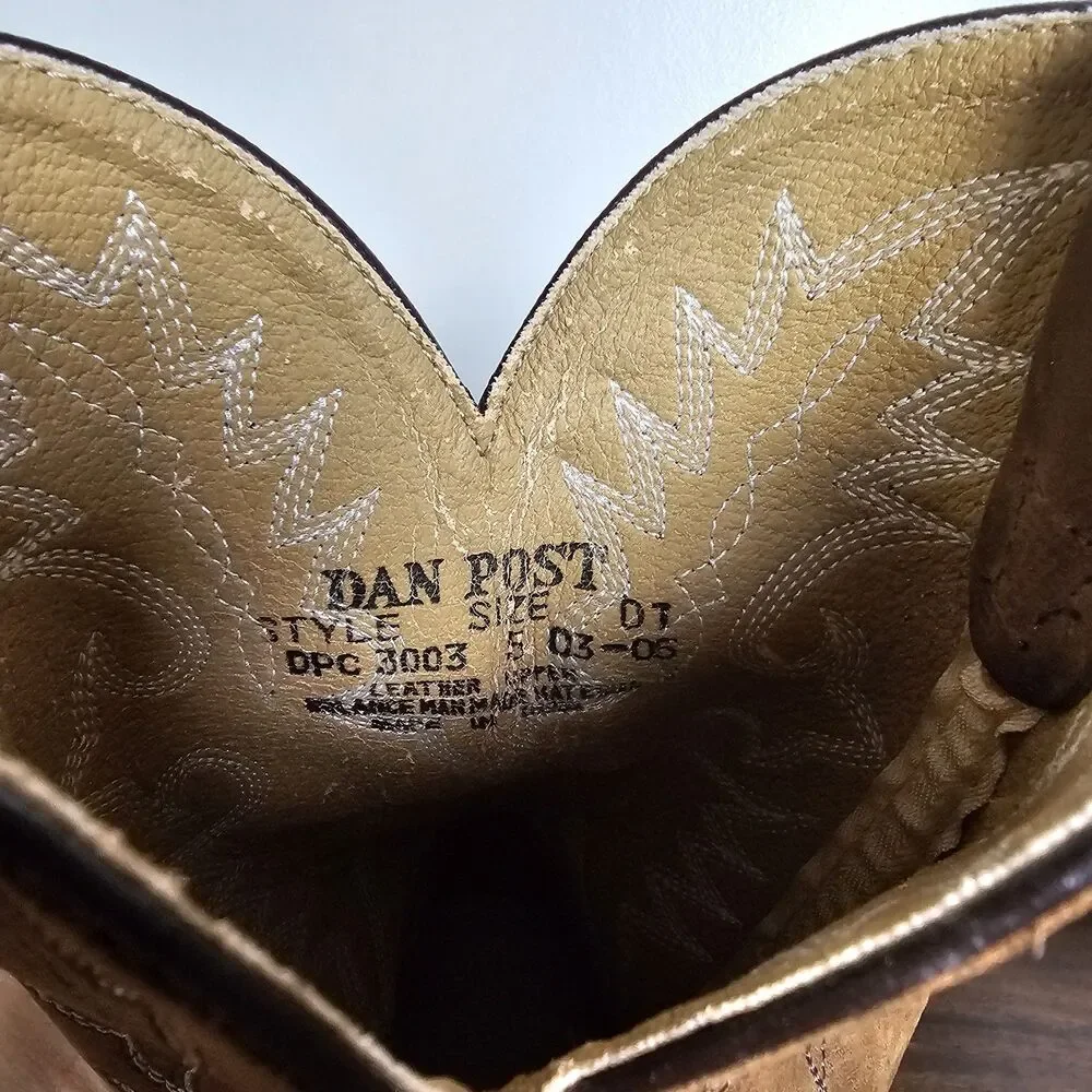 Dan Post Women’s Western Cowboy Boots Size 5 Caramel Leather Embroidered